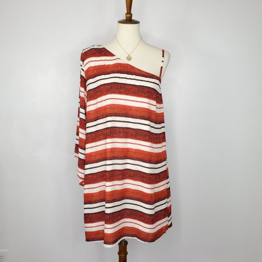 JACK by BB Dakota Bryanne One Shoulder Striped Dress, Size S